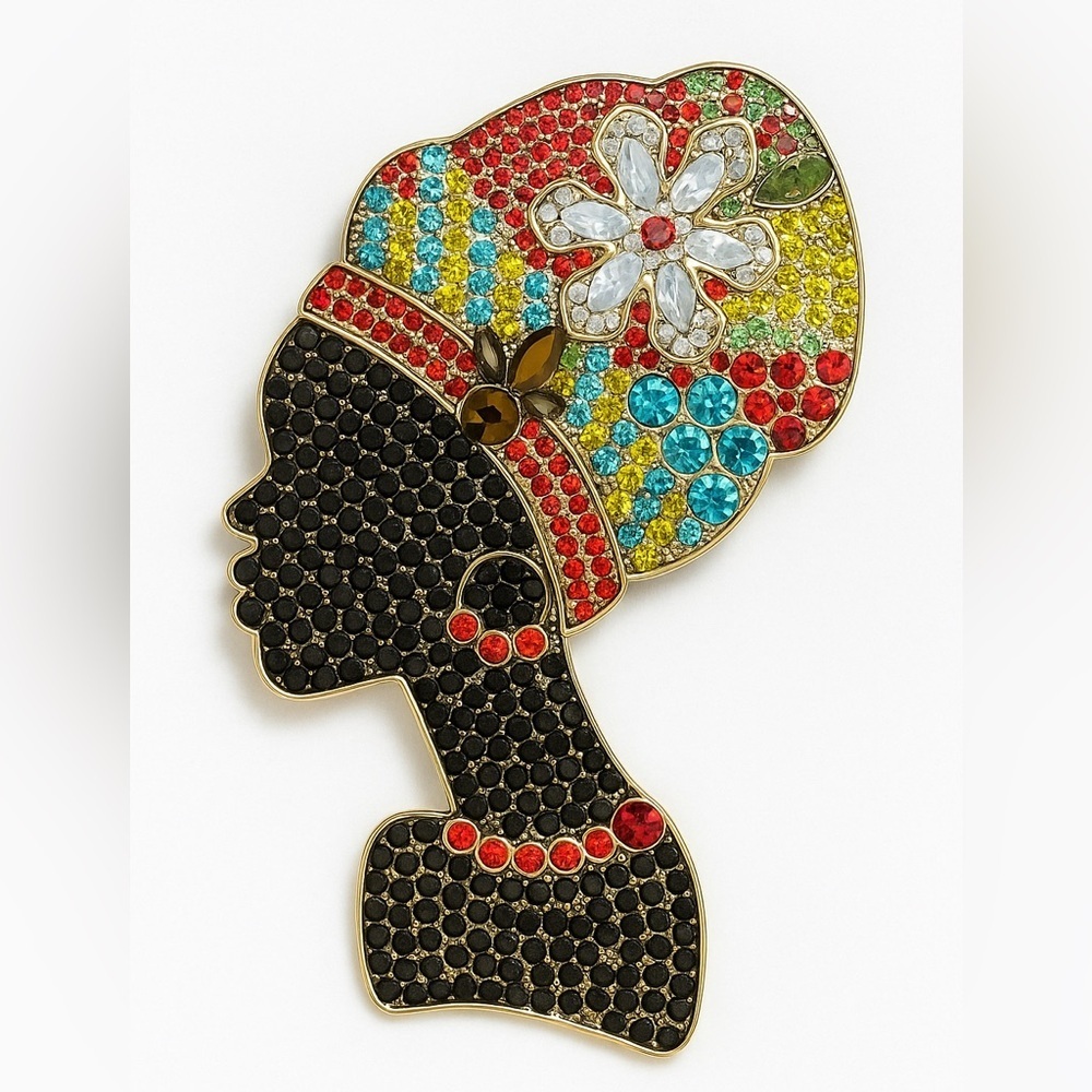 African Chic | Multicolor Rhinestone Silhouette Brooch